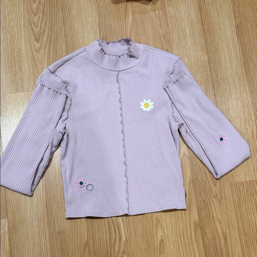 Vans Lilac Long Sleeve Tee with Floral Accents
